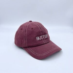 Butter Goods Seersucker 6 Panel Burgundy SnapBack Hat Adult OSFM
